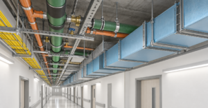 LOD 400 Revit model of ductwork and piping with hangers ready for fabrication